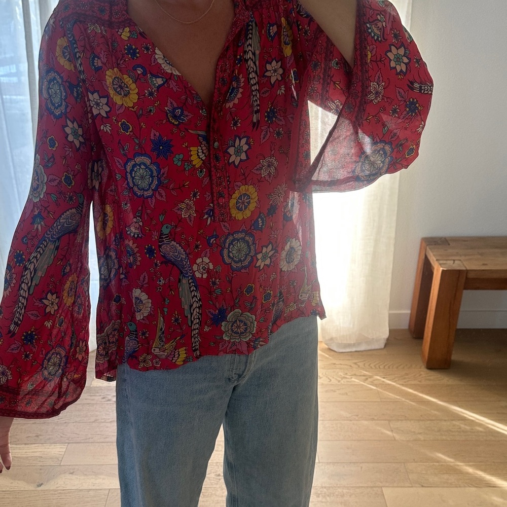 Spell Red Floral Blouse